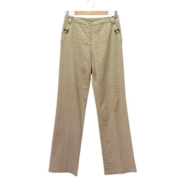 St. John Sport Tan Jacquard Pants Size 2 Textured Straight Leg Animal Print VTG - Picture 2 of 11